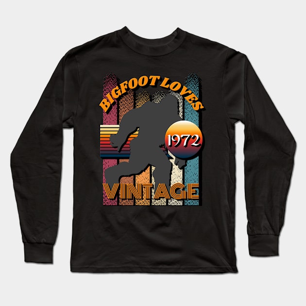 Bigfoot Loves Vintage 1972 Long Sleeve T-Shirt by Scovel Design Shop